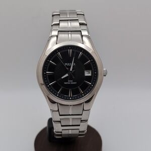 Pulsar VX42-X336 Men's Stainless Steel Black Dial Analog/Date Watch Working